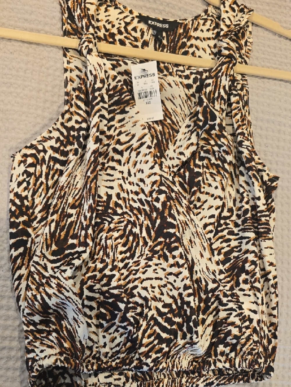 NWT Express Brown and Cream Animal Print Wrap Cami/Top, XXS